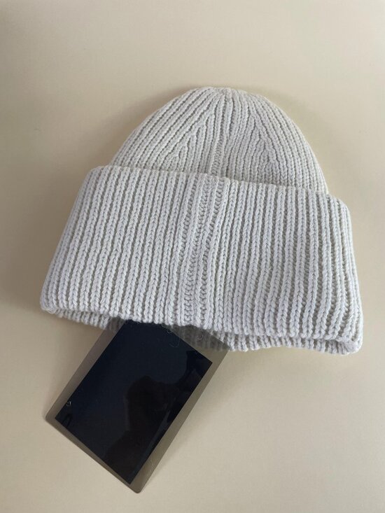 ACNE STUDIOS New Beige Large Face Logo Knit Hat main image 6